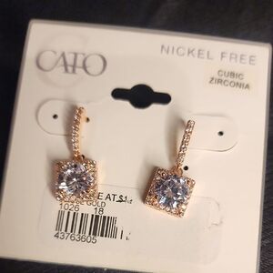 Cato Rose Gold Square Cubic Zirconia Drop Earrings